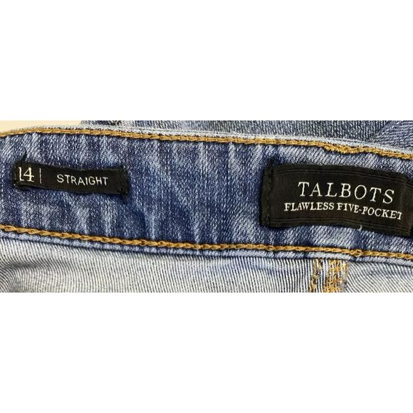 Talbots Flawless Straight Leg Jeans Size 14 ( actual 34/30) Blue Med Fade Wash - Picture 7 of 10